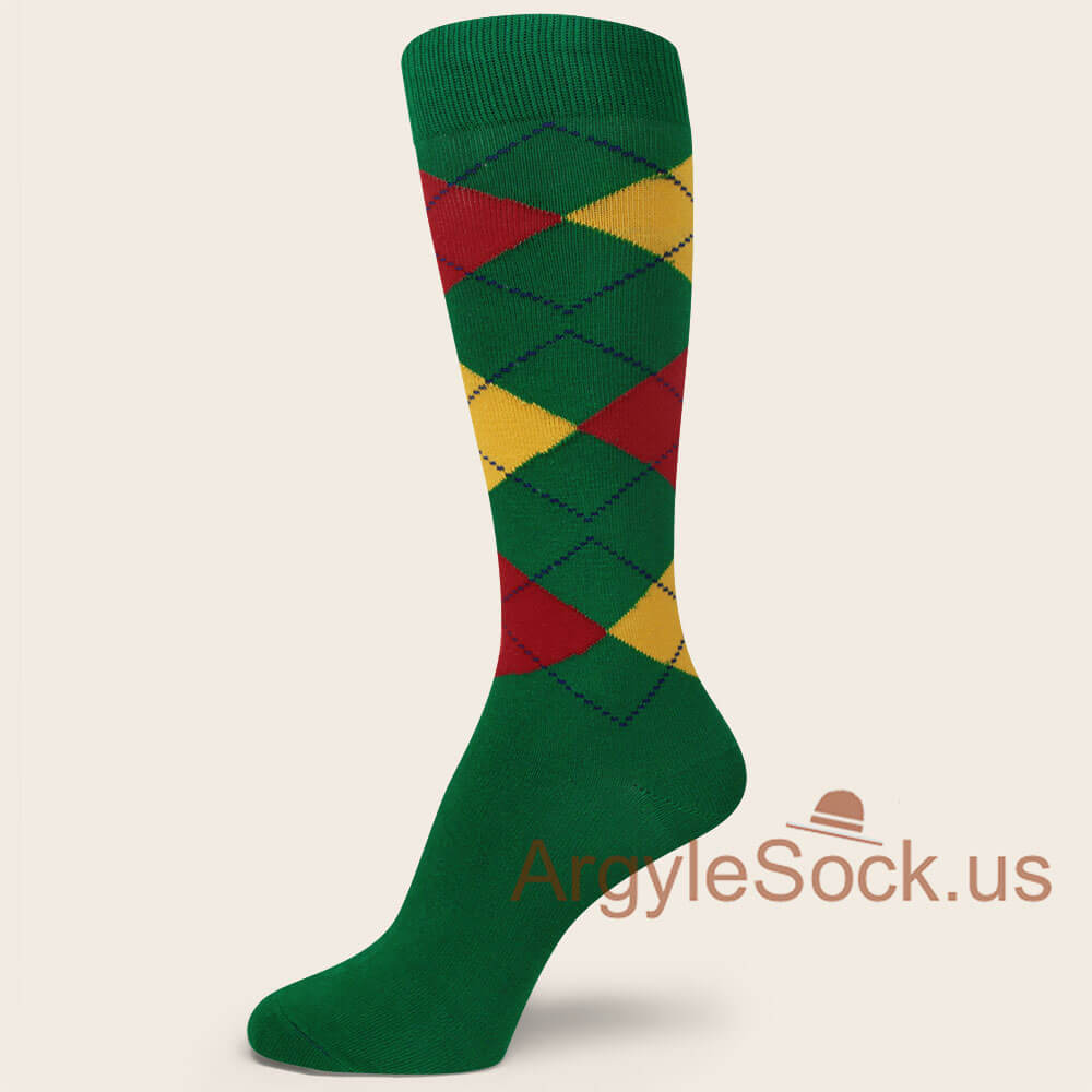 Green with Red and Yellow Argyle Socks for men : Groomsmen Socks Gift,  Argyle Socks For Men and more