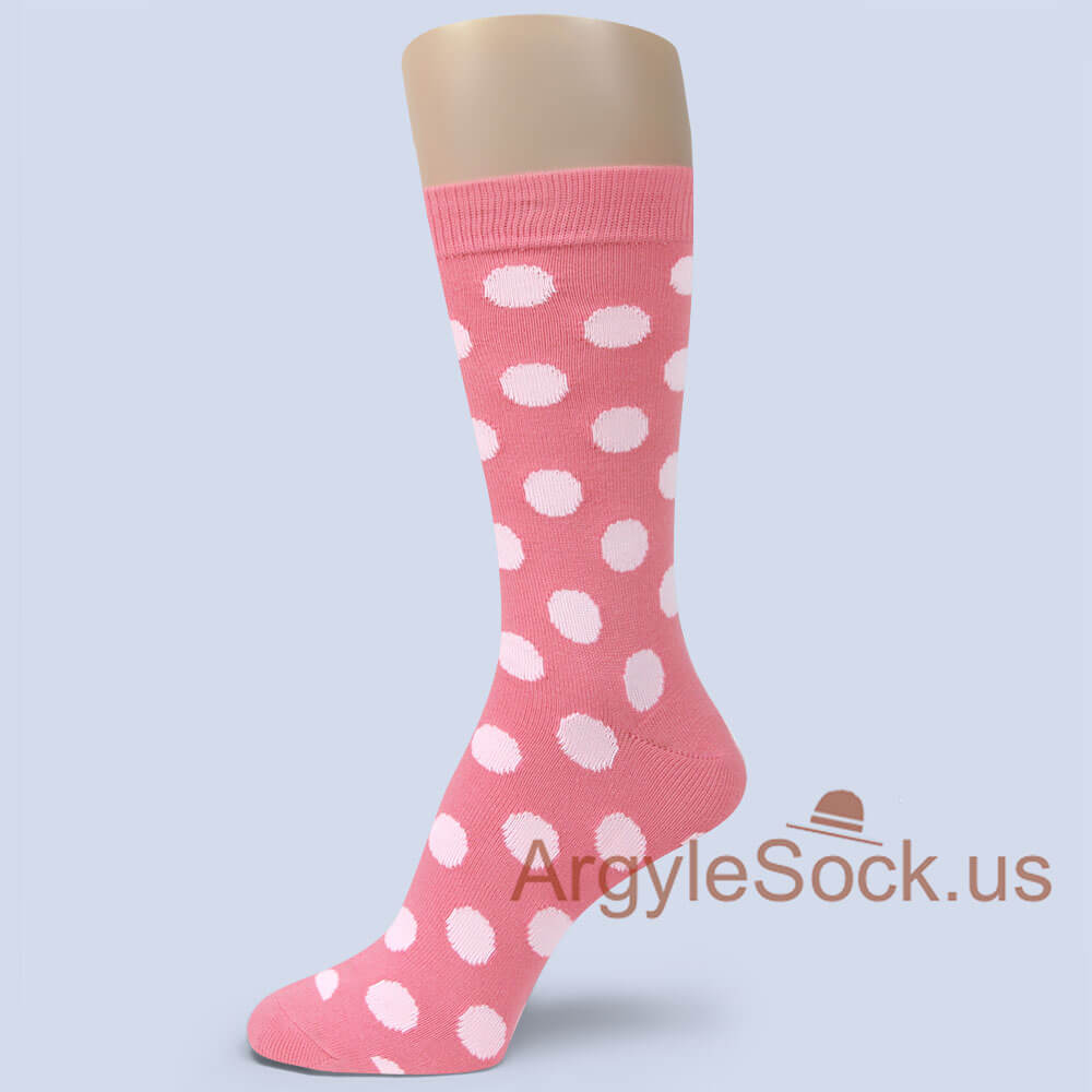Pink with White Polka Dots Socks for Men