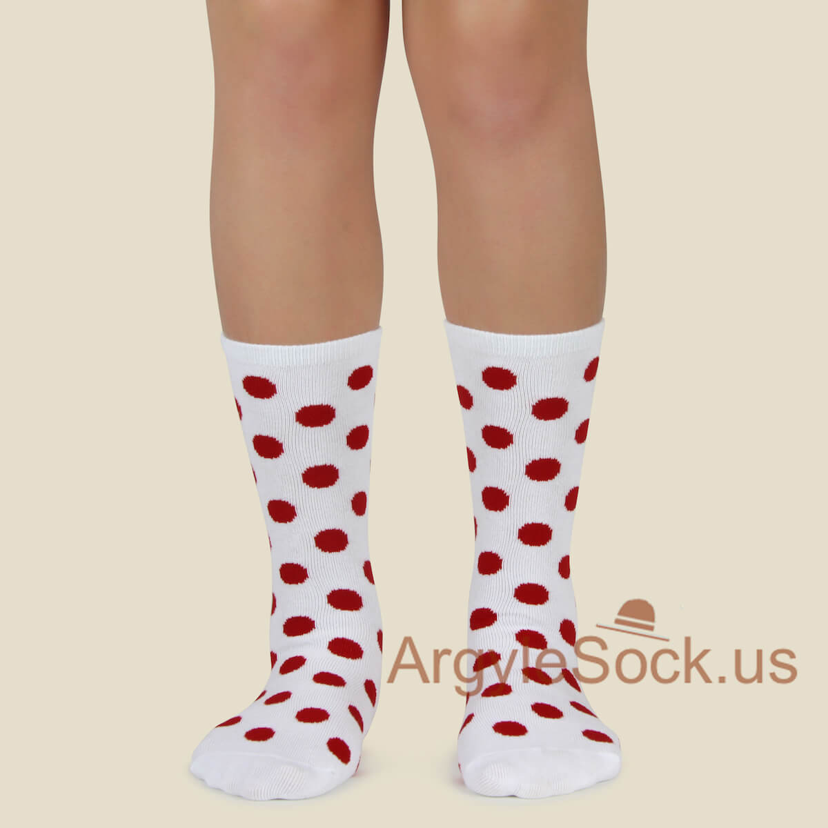 White Red Polka Dots Junior Groomsmen/Ring Bearer/Costume Socks