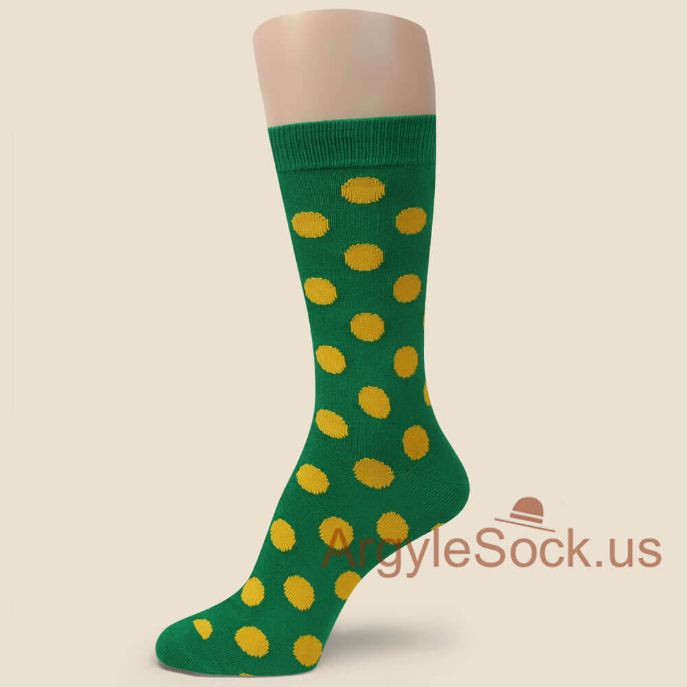 Green with Yellow Polka Dots Socks for Men