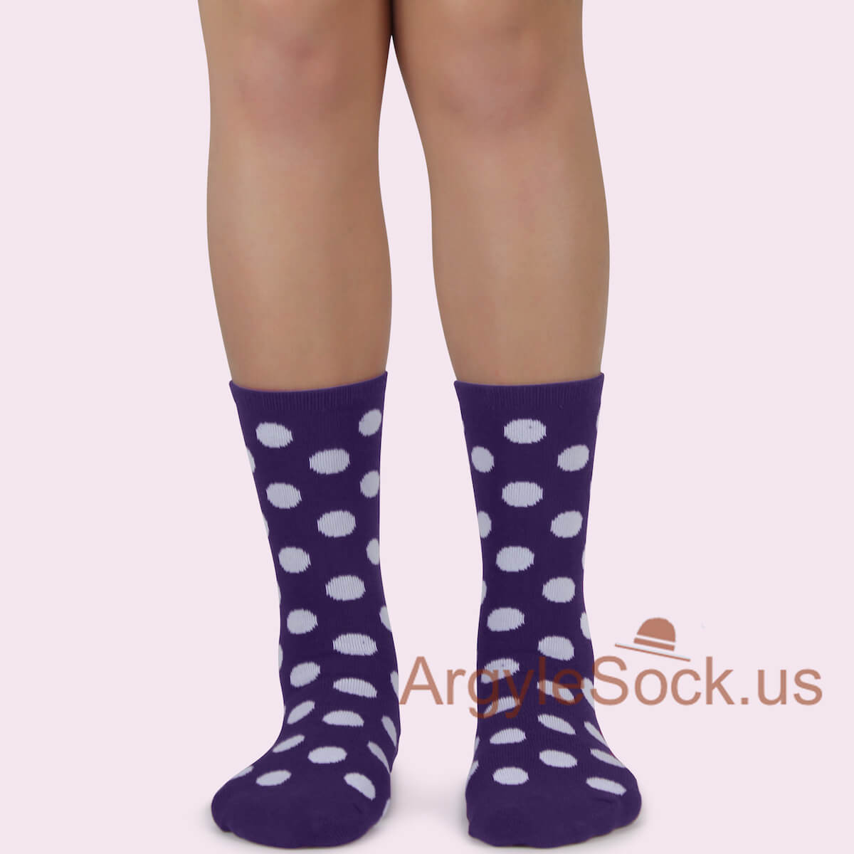 Purple with White Polka dots Junior Groomsmen/Ring Bearer Socks