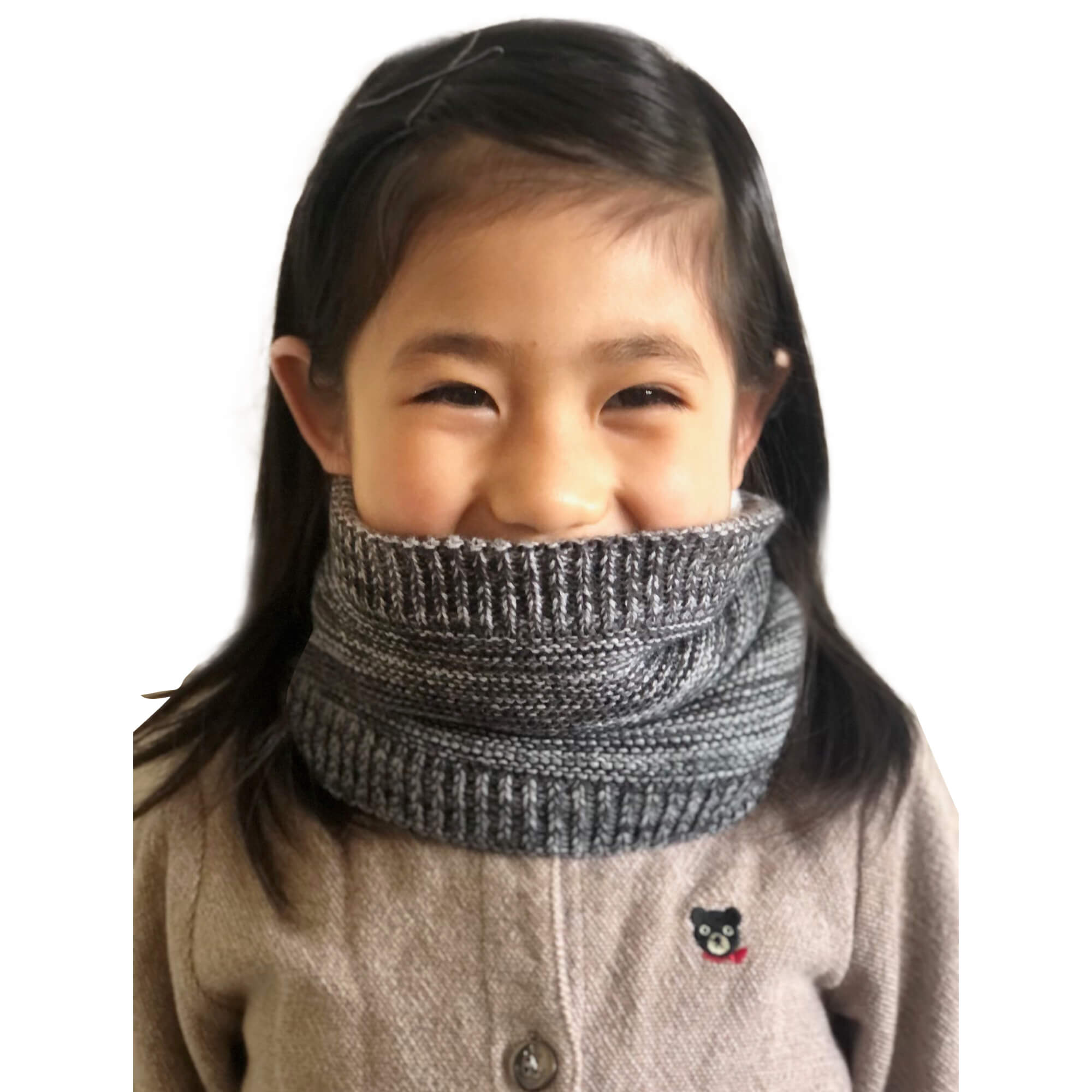 HEATHER GRAY (XS) Knit Neck Warmer Tube Scarf Gaiter for Kids
