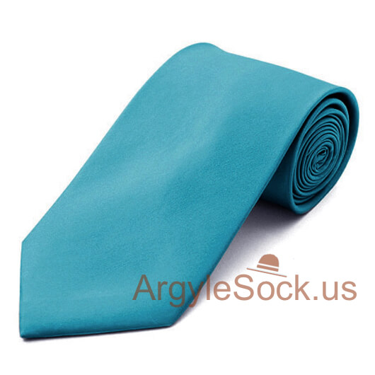Teal Plain Color 100% Polyester Mans Groomsmens Necktie