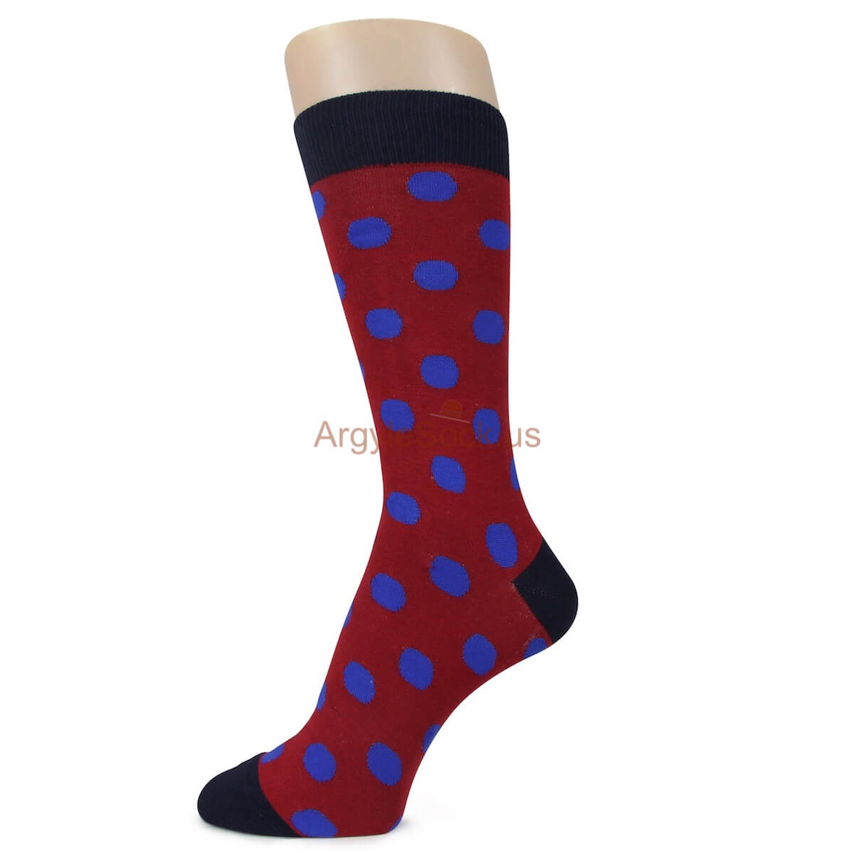 Velvet Red and Black with Purple Dots Mens Socks