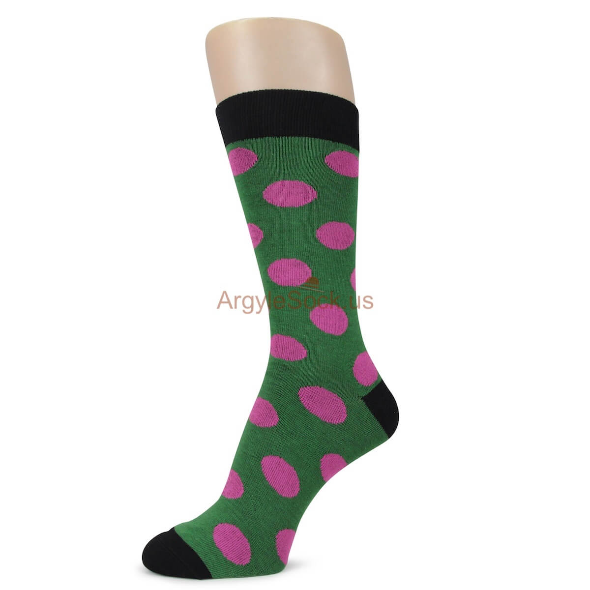 Green and Black with Pink Dots Mens Socks
