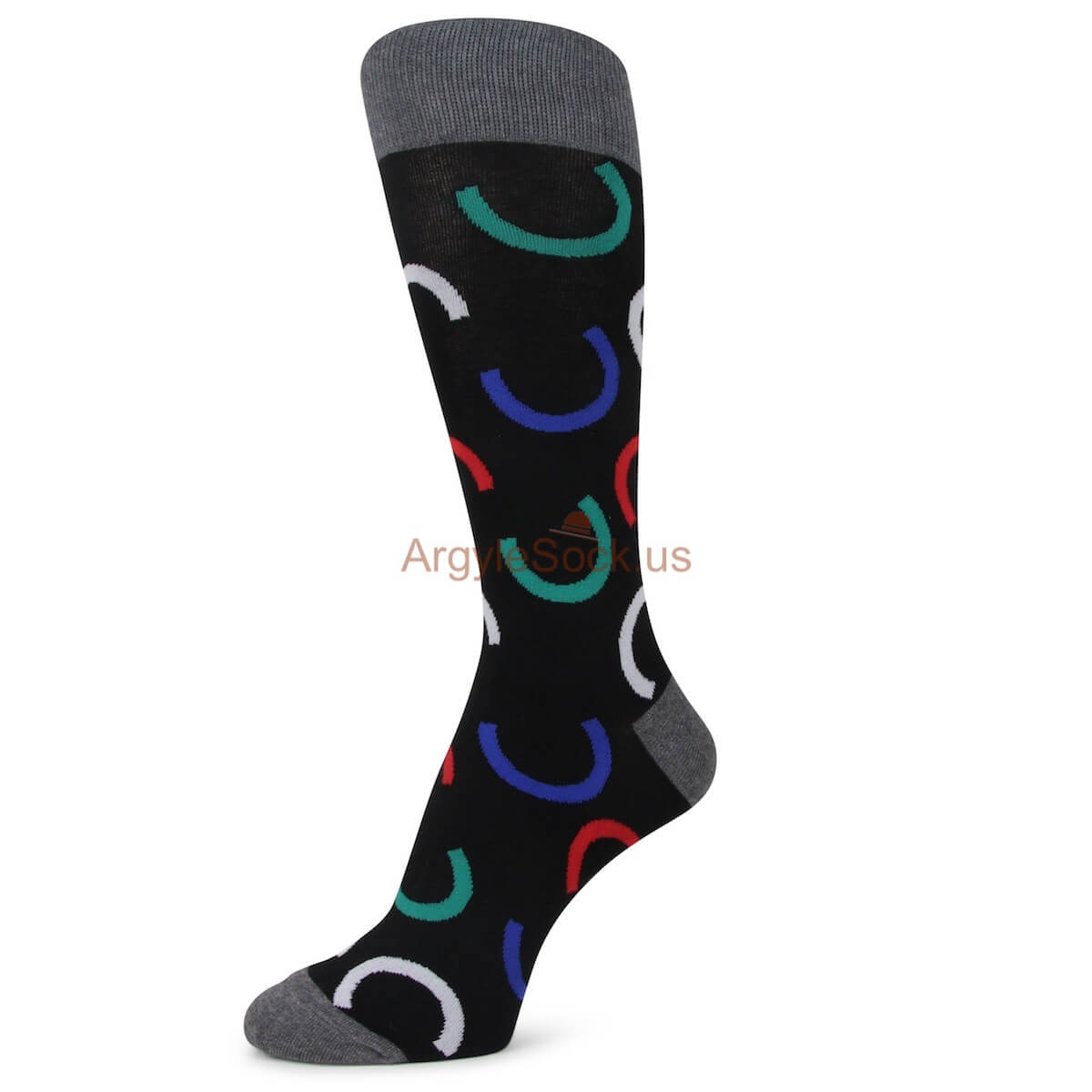 Black and Gray with Multi Colored C Series Mens Socks