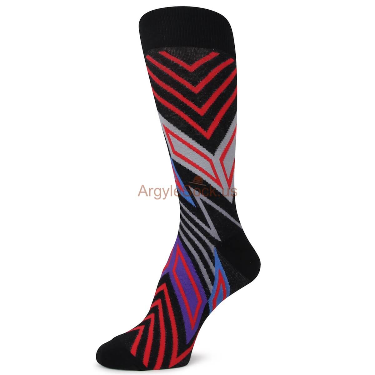 Black with Multi-Color Outlines Mens Socks