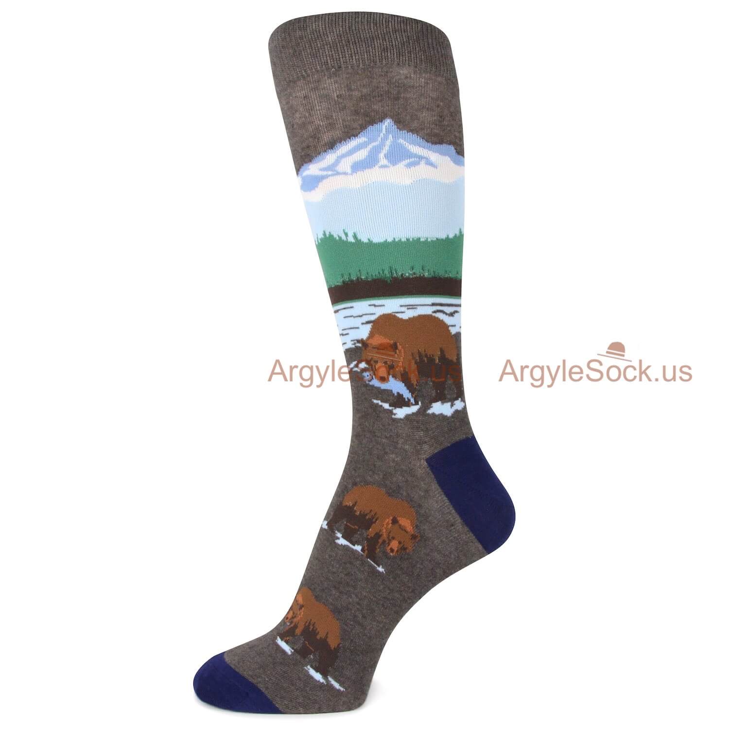 Bear in The Mountain Themed Sock