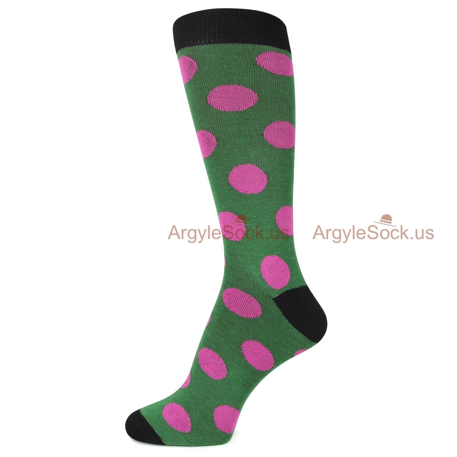 Green Socks With Pink Dots For Men