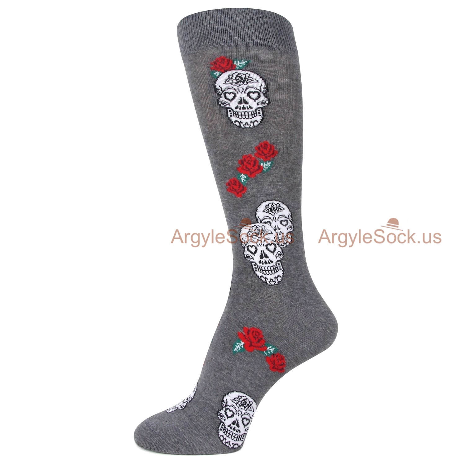 Mexican Skull Themed Gray Socks For Men