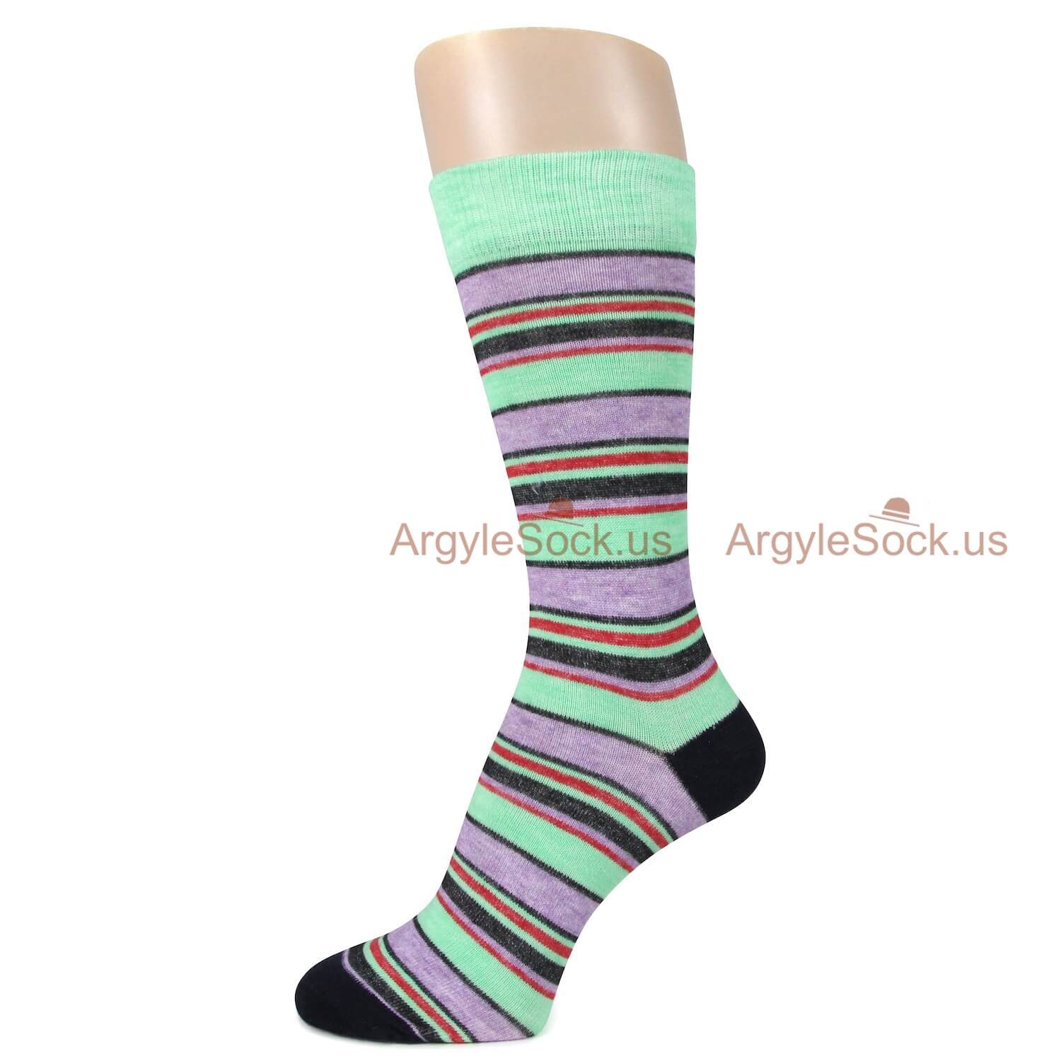 Aqua with Vibrant Color Stripes Socks For Men