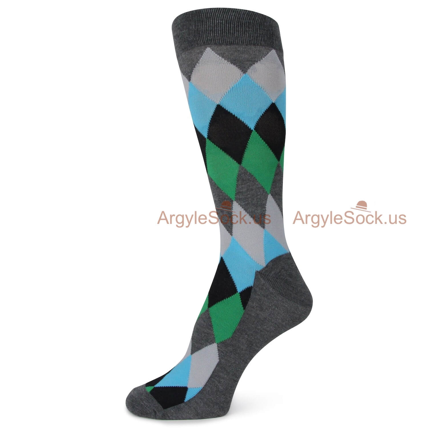 Grey Blue Black and Green Abstract Themed Socks For Men