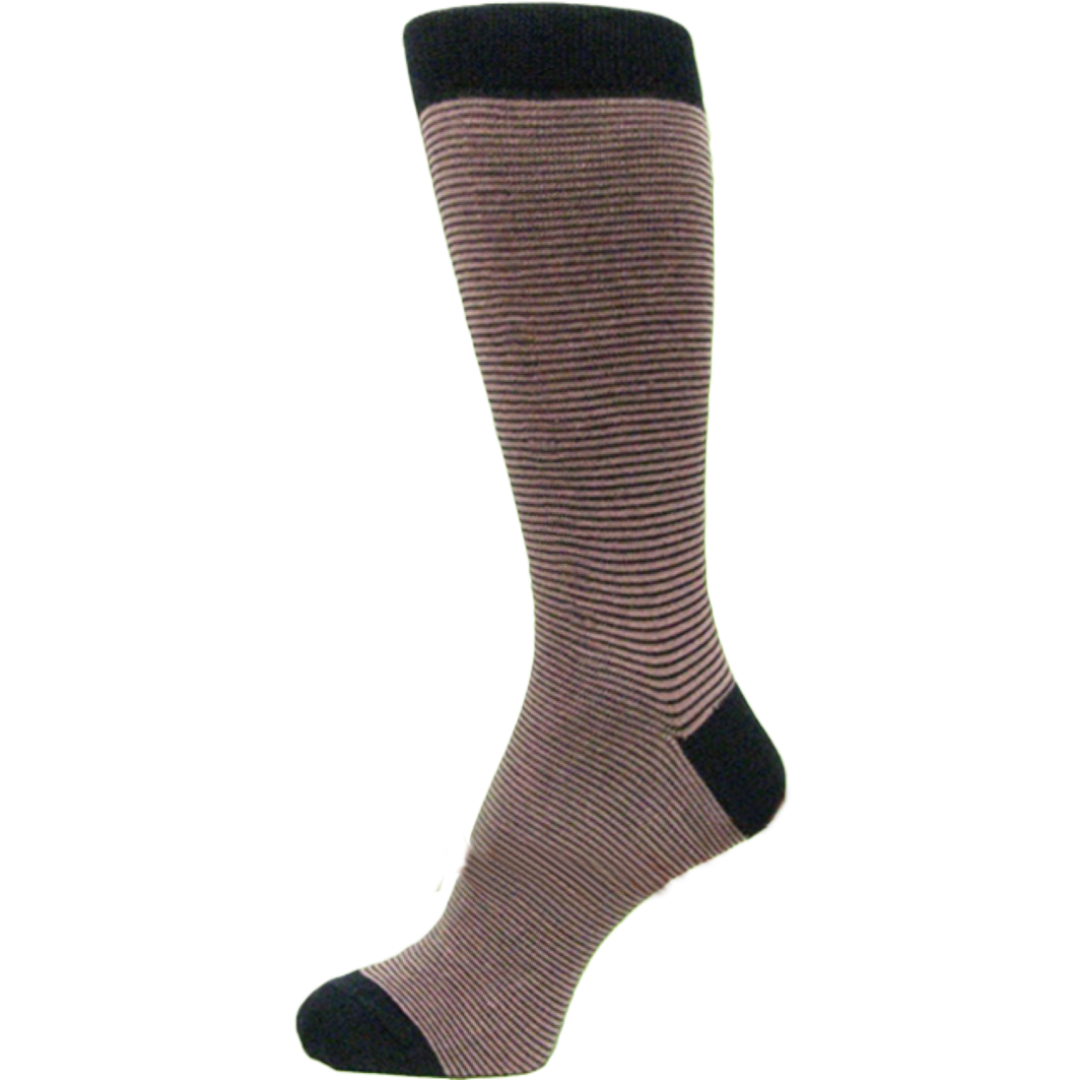 Light Pink Mans Dress Socks w/ Very Thin Navy Blue Zigzag Stripe