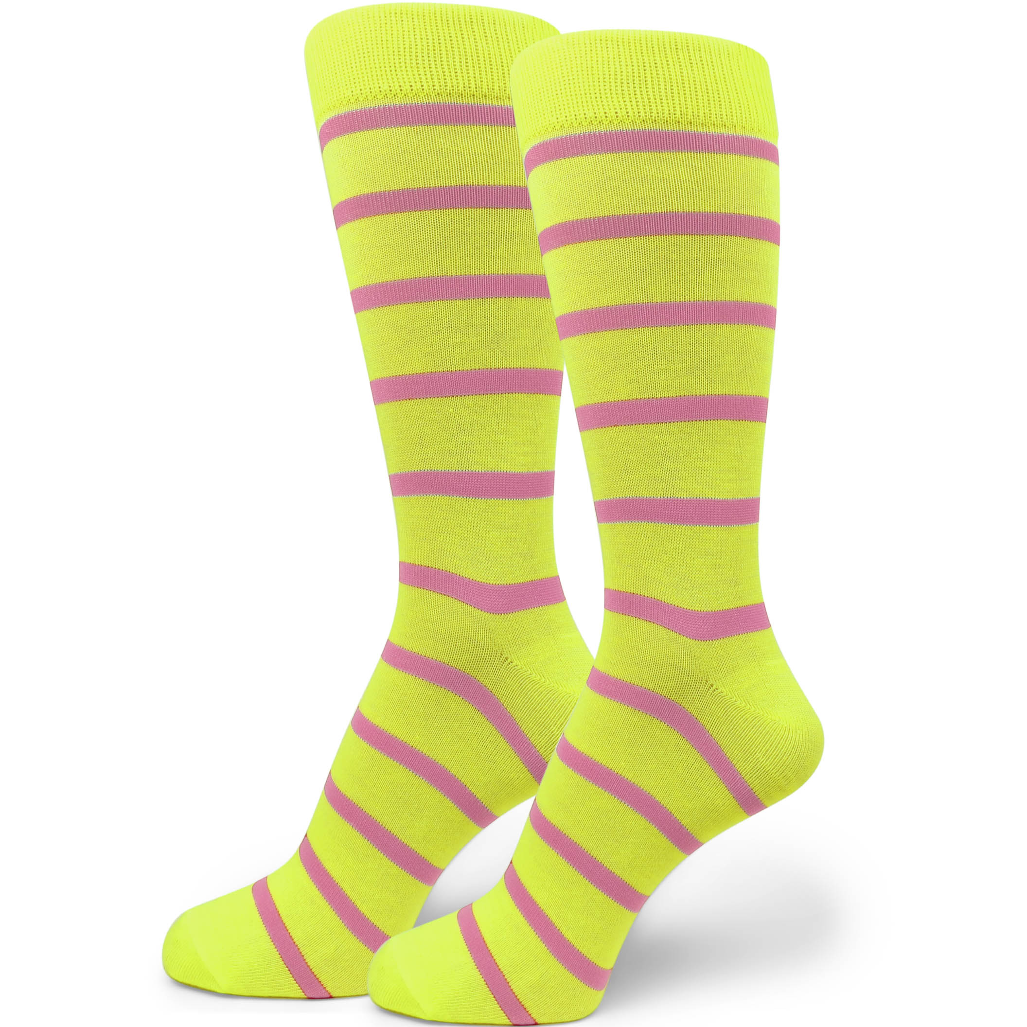 Yellow with Pink StripeD MEN's Dress Socks