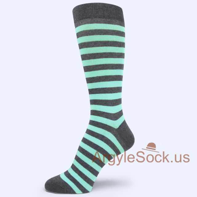 Turquoise Blue (Sky Blue) Grey Striped Socks