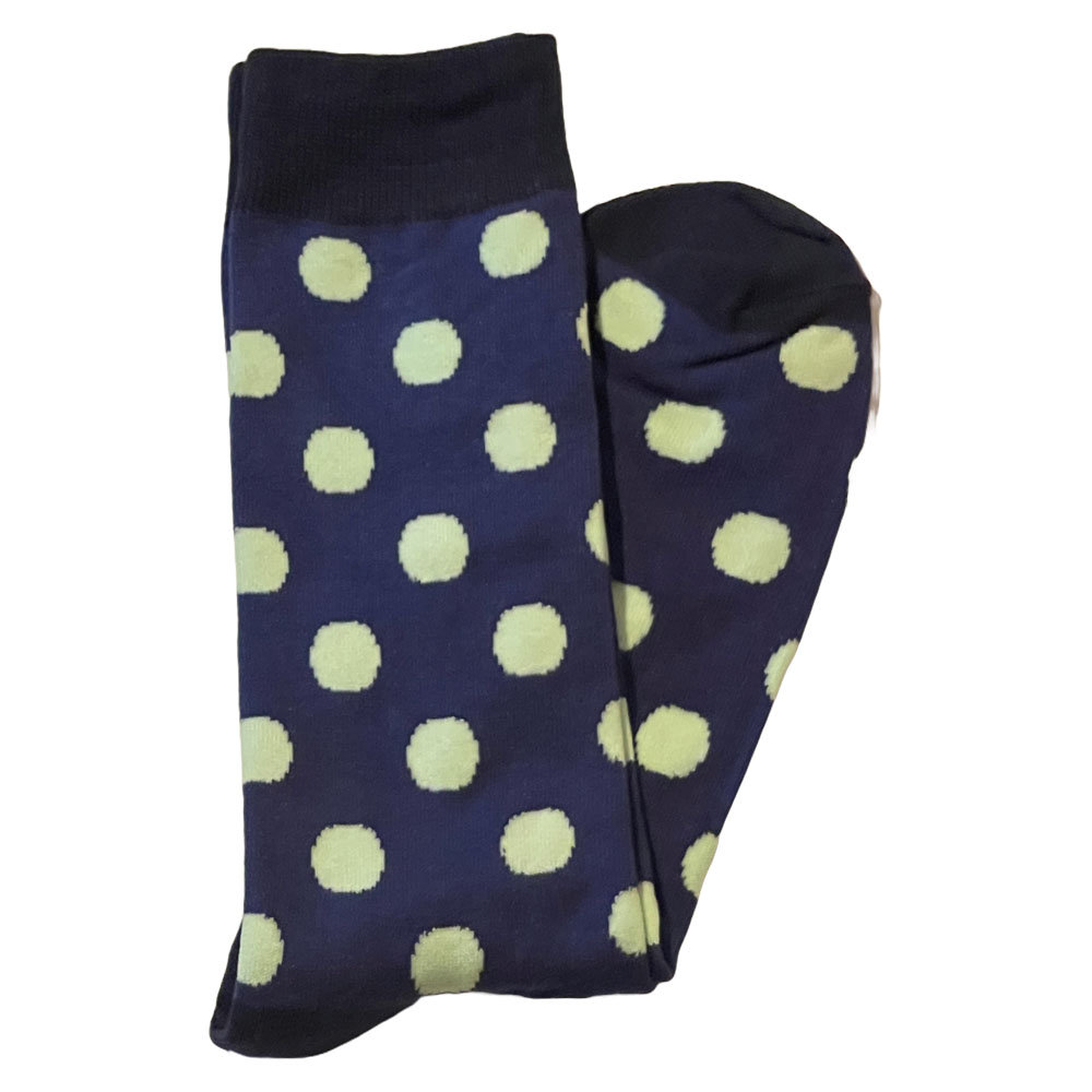 Light Neon Yellow Dots Navy Mans Socks