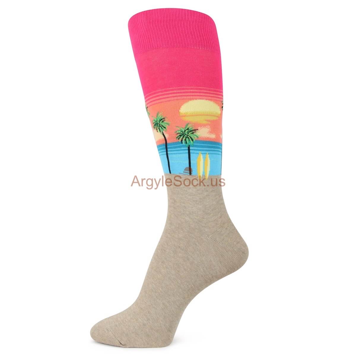 Sunset at the Beach Themed Socks for Men