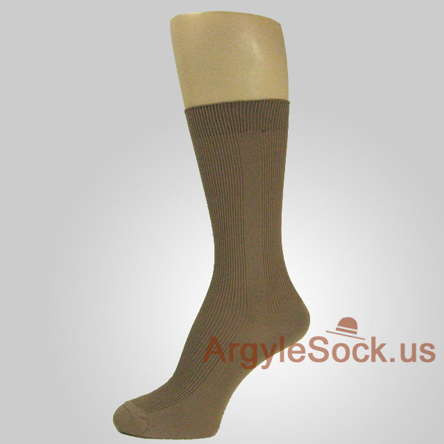 Beige Dress/Fashion Socks for Men Light Weight Vertical Texture