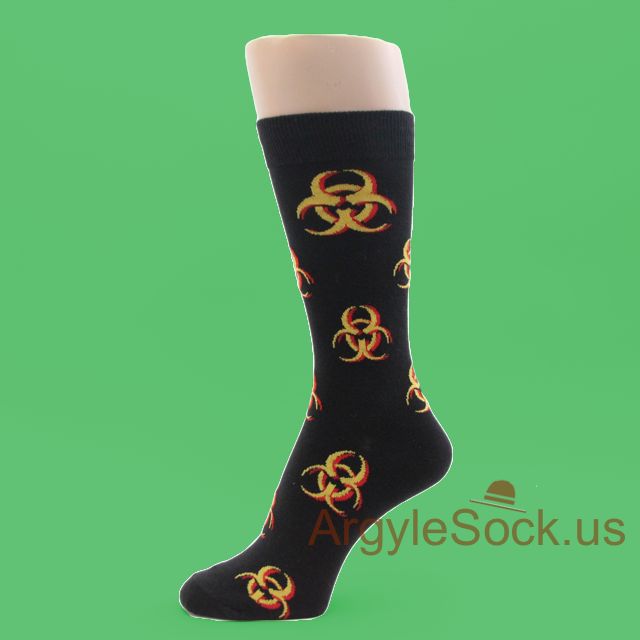 Biohazard Sign/Icon Men's Black Dress Socks