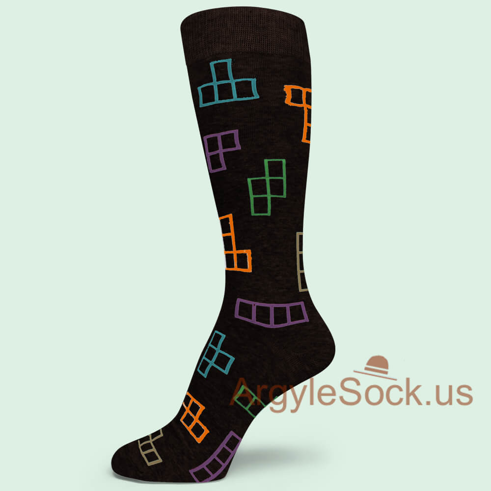 Black Tetris Gamer Socks for Men
