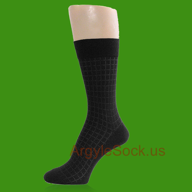 Black Plaid Check Very Light Weight Summer Men's Socks
