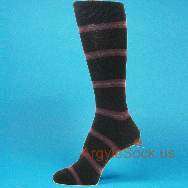 Black Gay Maroon Stripe Men's Socks