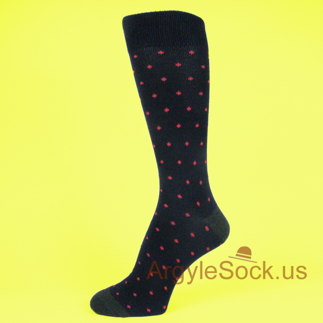 Black Men's Socks with (Chinese) Red Mini-Stars Patterns