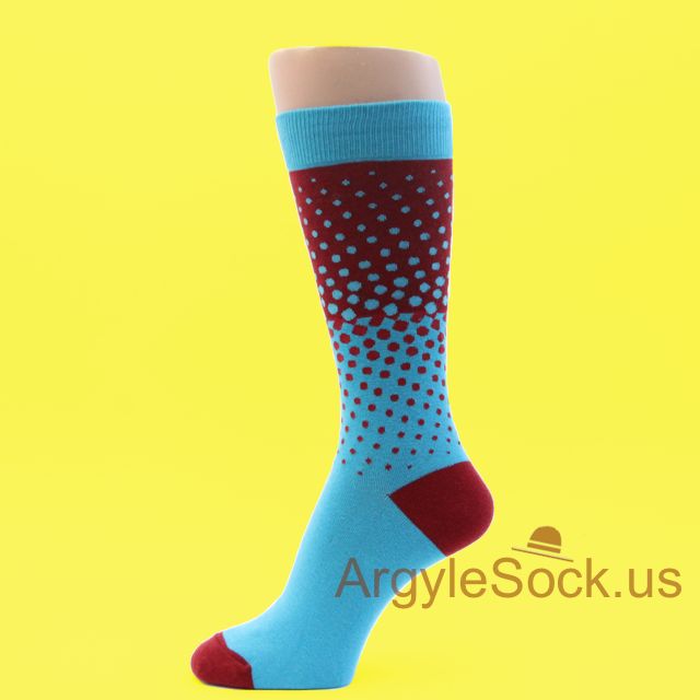 Dark Red Bright Blue "Bubbling" Socks for Men