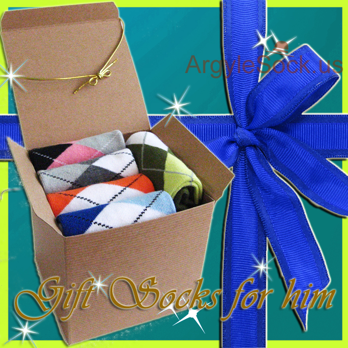 Gift Idea for Men Husband Boyfriend Mans Argyle Dress Sock Box G