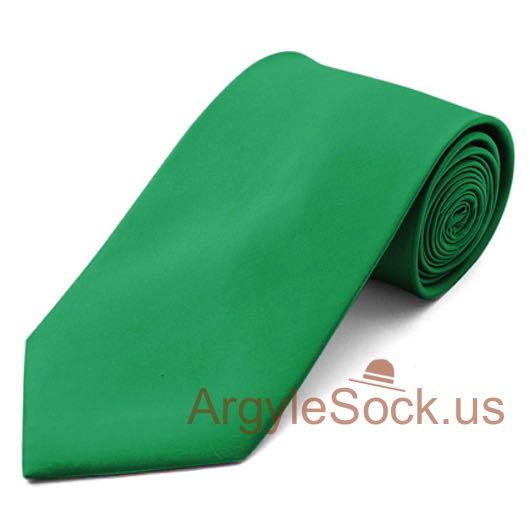 Green Plain Color 100% Polyester Mans Groomsmens Necktie
