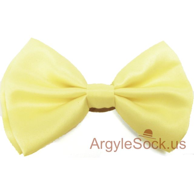 Light Yellow BowTie with Elastic Strap for Men and Groomsmen