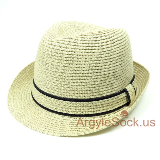 Natural with Black Hat Band Men's Summer Fedora Hat 57cm
