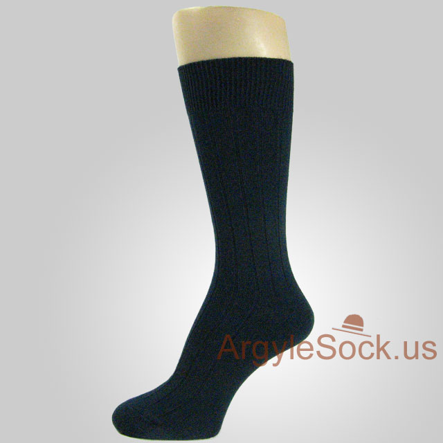 Navy Blue Socks for Men with Vertical Texture