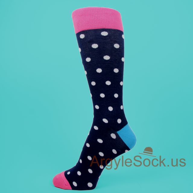 navy polka dot dress socks