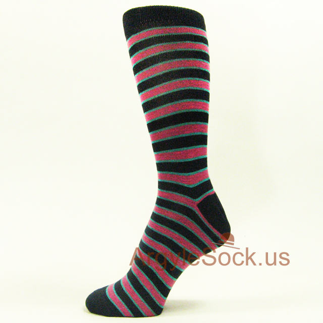 Pink Turquoise Blue Navy Striped Cool Socks for Men