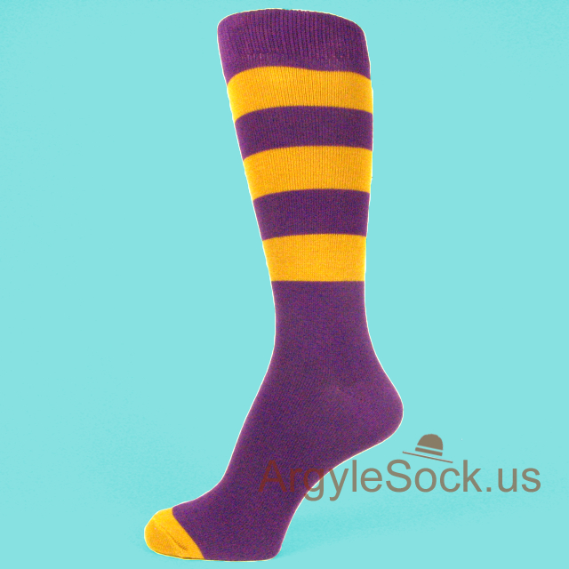Purple with Gold Stripes Men's Socks