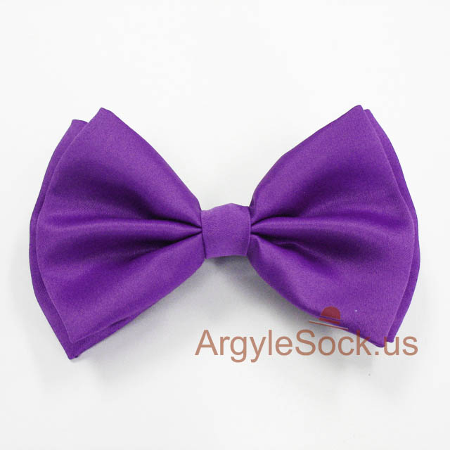 Violet Purple Bow Tie with Adjustable Elastic Strap for Wedding