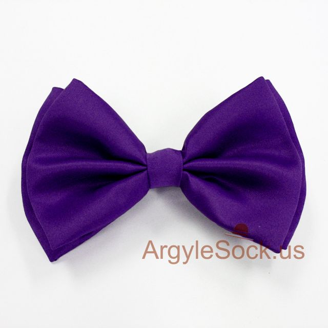 Purple Bow Tie with Adjustable Elastic Strap for Wedding