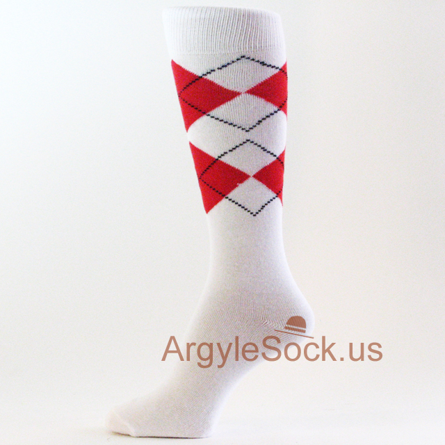 Red White Groomsman's Argyle Socks