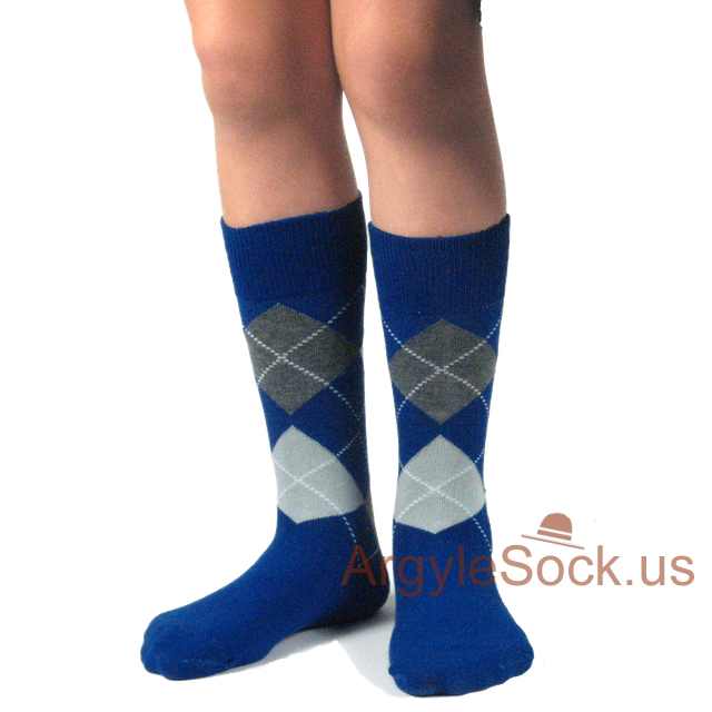 Royal Blue Gray Light Grey Junior Groomsmen Ring Bearer Socks