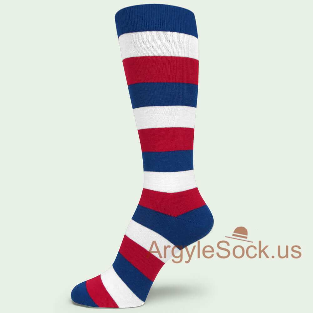 Red White Blue American flag color Mens/Groomsmen Socks