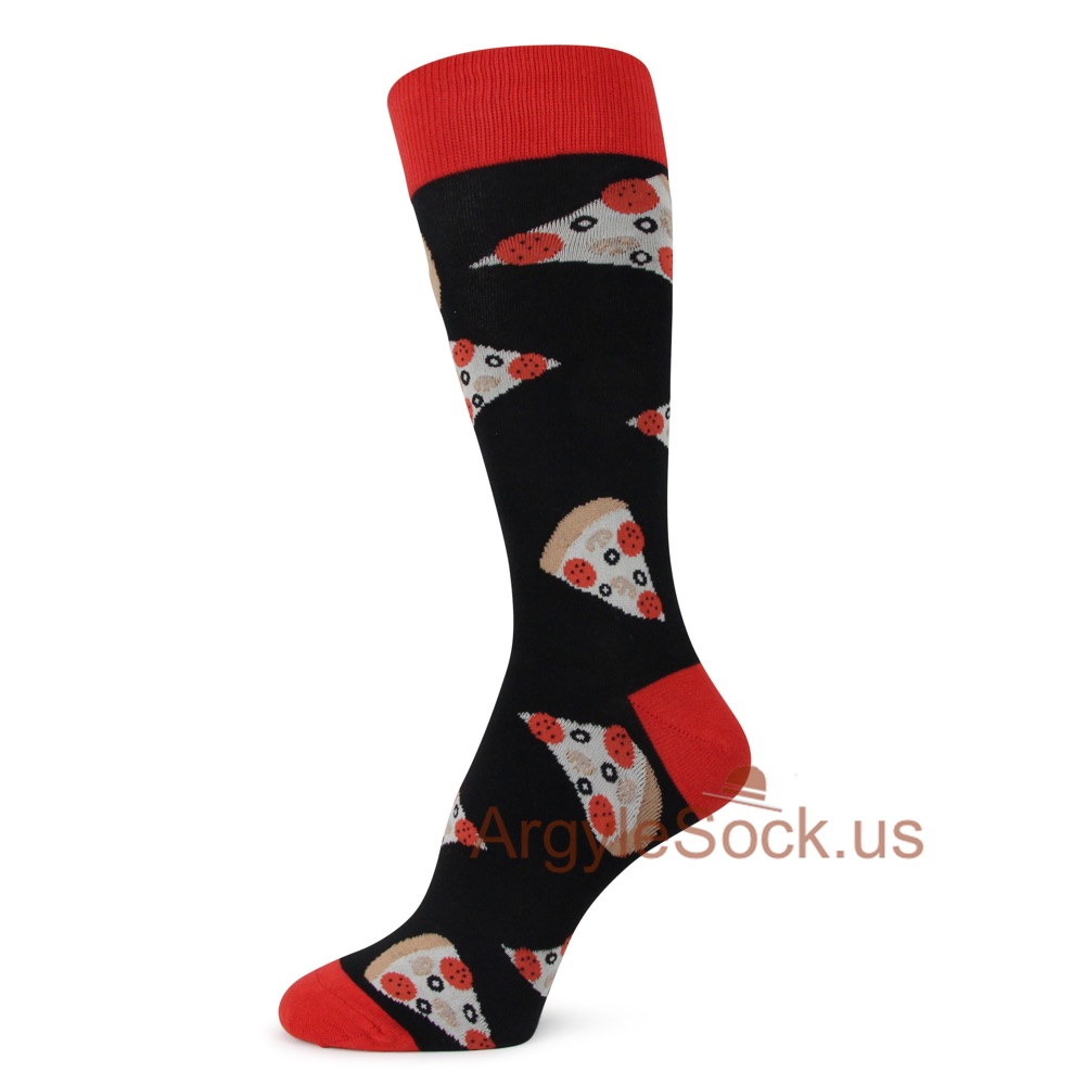 Slices of Pepperoni Pizza Mens Socks - Red/Navy