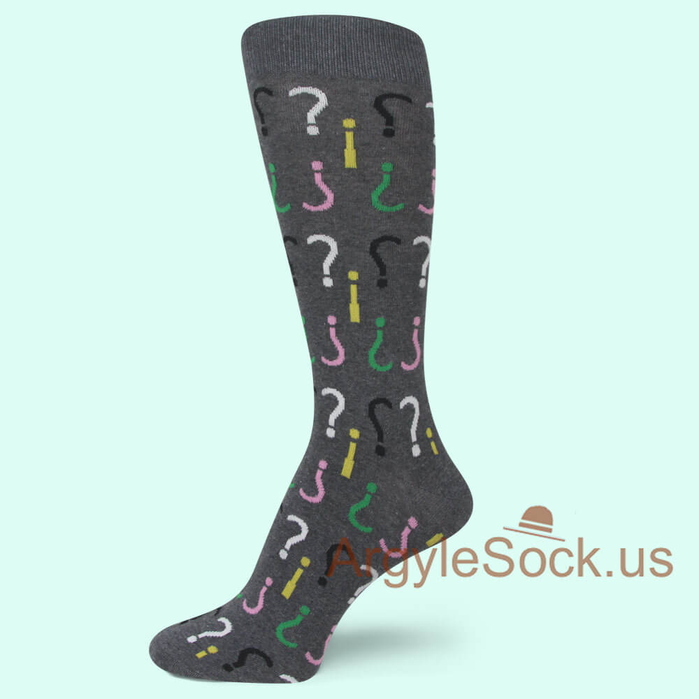Dark Grey Question Mark Theme Men's Socks
