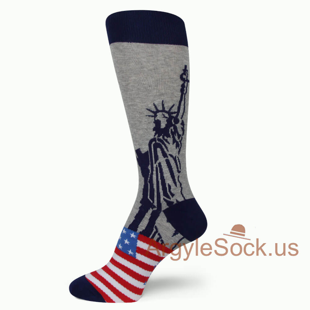 Grayish Statue of liberty USA theme Men's Dress Socks