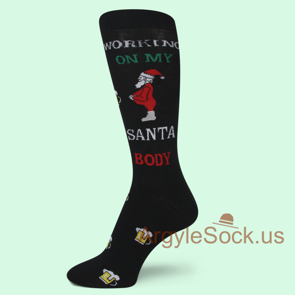 Black with Christmas Santa Theme Men's Socks