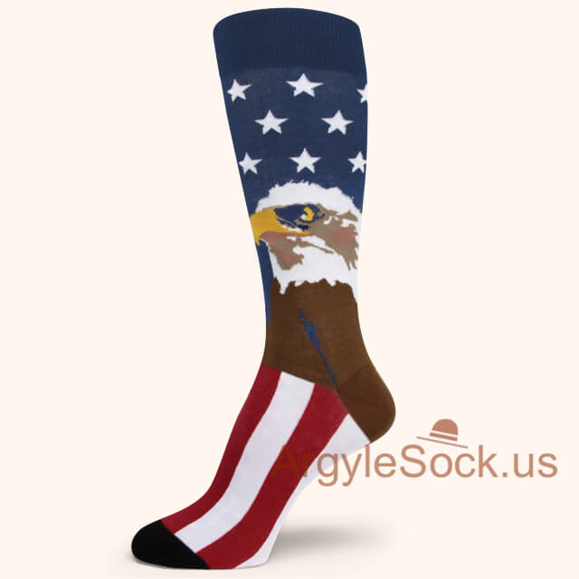 American Eagle US Flag Theme Dress Socks for Men