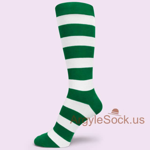 Green White Striped Mens/Groomsmen Socks