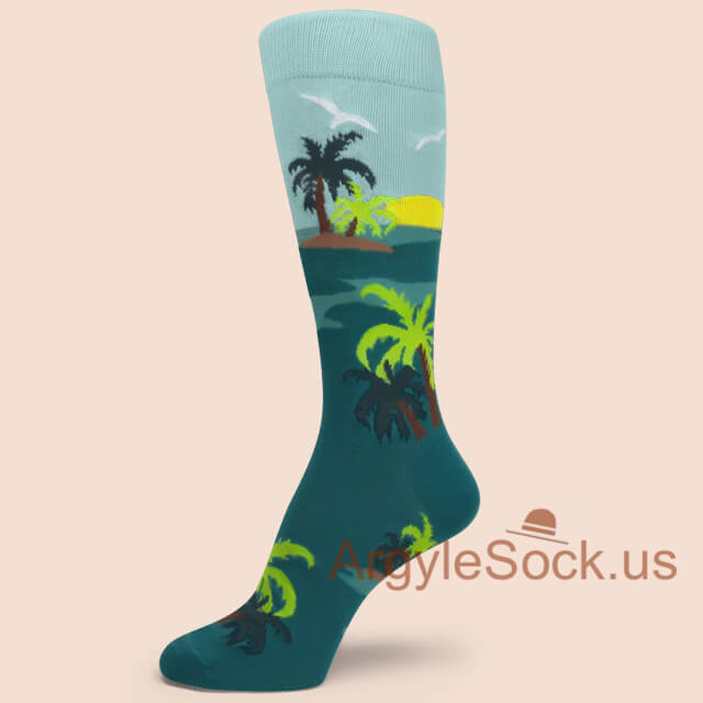 Palm Trees on Island Men's Dress Socks