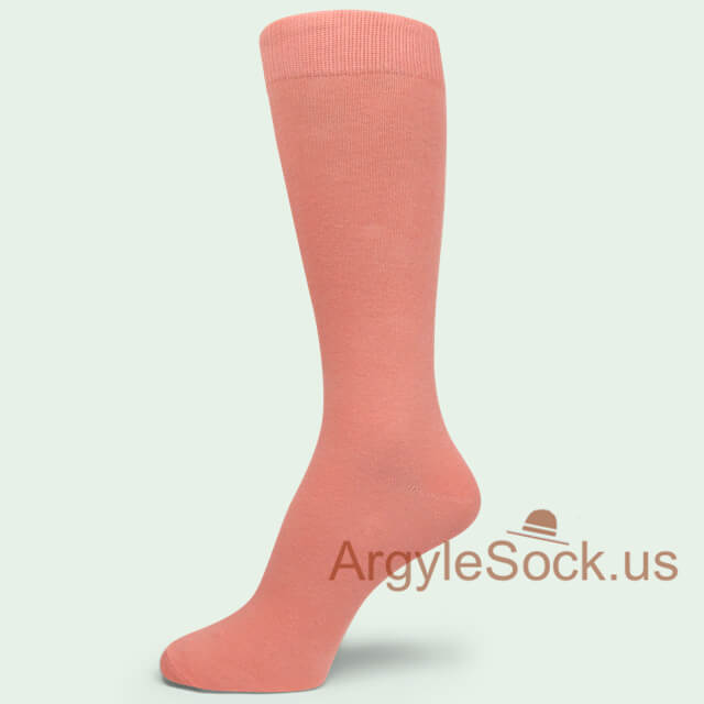 Peach Sold Color Soft Cotton Mens/Groomsmen Dress Socks