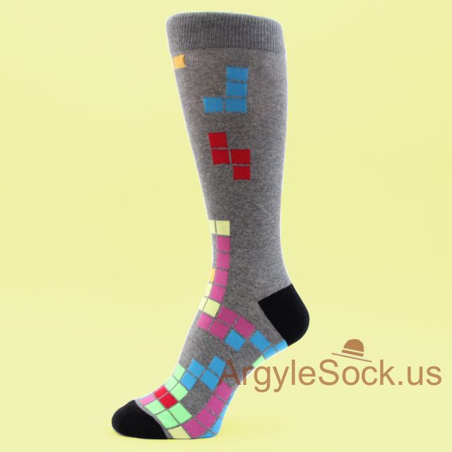 Tetris Pattern Man's Dress Socks